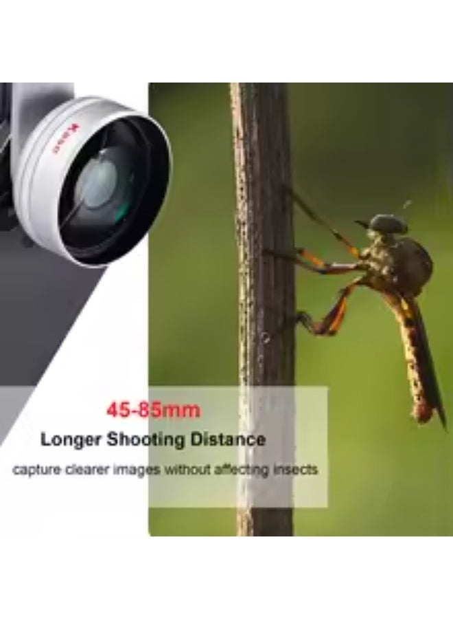 كيس عدسة Kase HD Master Macro Phone Lens Plus لهواتف iPhone 16 و15 و14 و13 Pro Max وسامسونج وأندرويد، مسافة تركيز طويلة 45-85 مم / هيكل معدني - Image 3